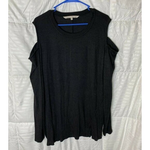 RACHEL ROY WOMENS BLACK COLD SHOULDER TOP SHIRT TUNIC BLOUSE PLUS SIZE 3X 26W - Picture 1 of 1